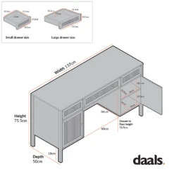 Frances Woven Rattan 3-Drawer Desk, Mint -Daals Shop FT DSK 02