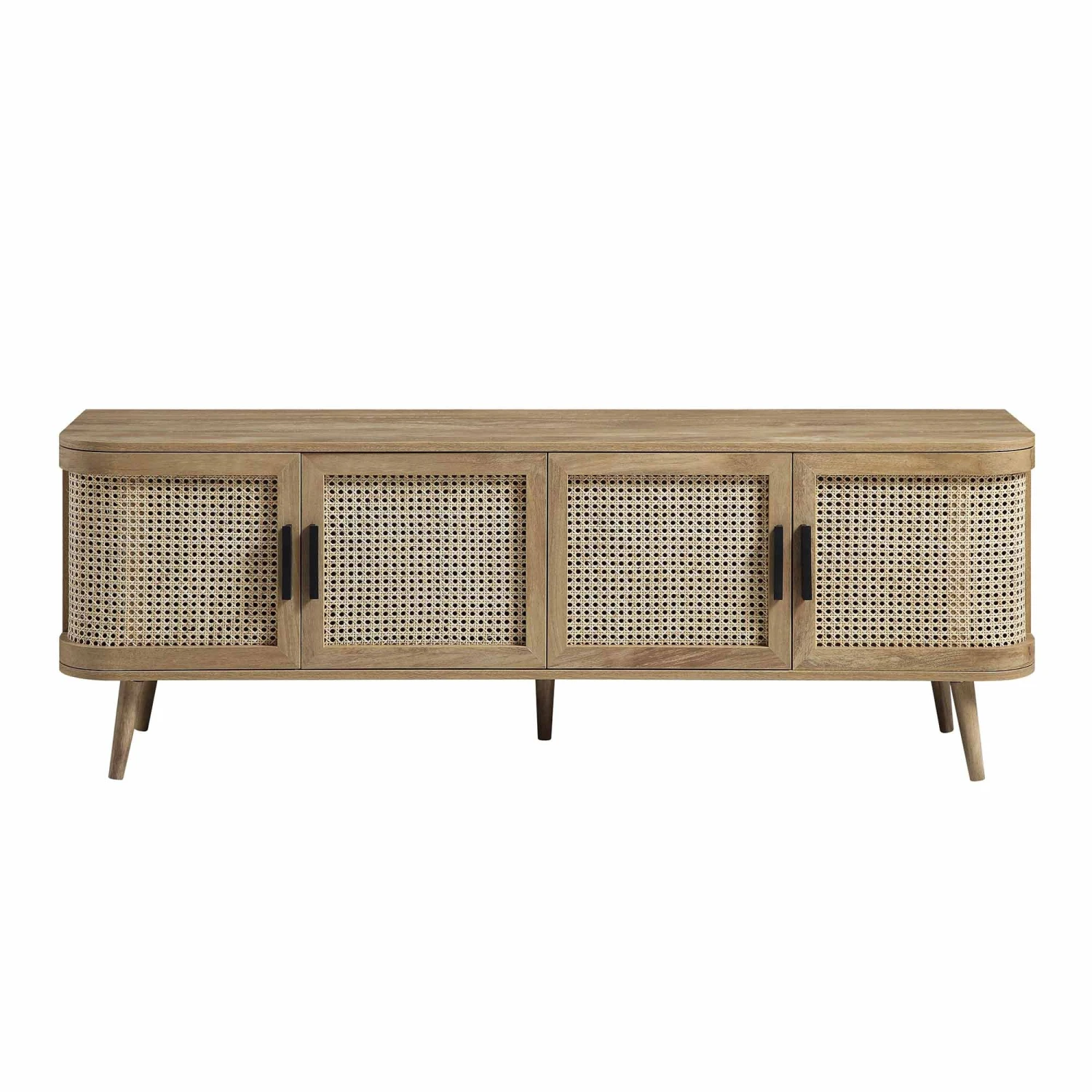 Izzy Curved Rattan 160cm Wide TV Unit, Natural 6 Izzy Curved Rattan 160cm Wide TV Unit, Natural - Image 4