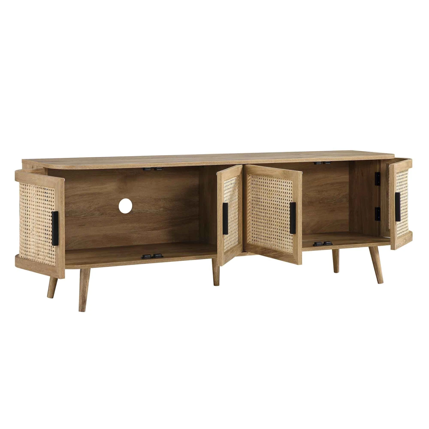 Izzy Curved Rattan 160cm Wide TV Unit, Natural 9 Izzy Curved Rattan 160cm Wide TV Unit, Natural - Image 7
