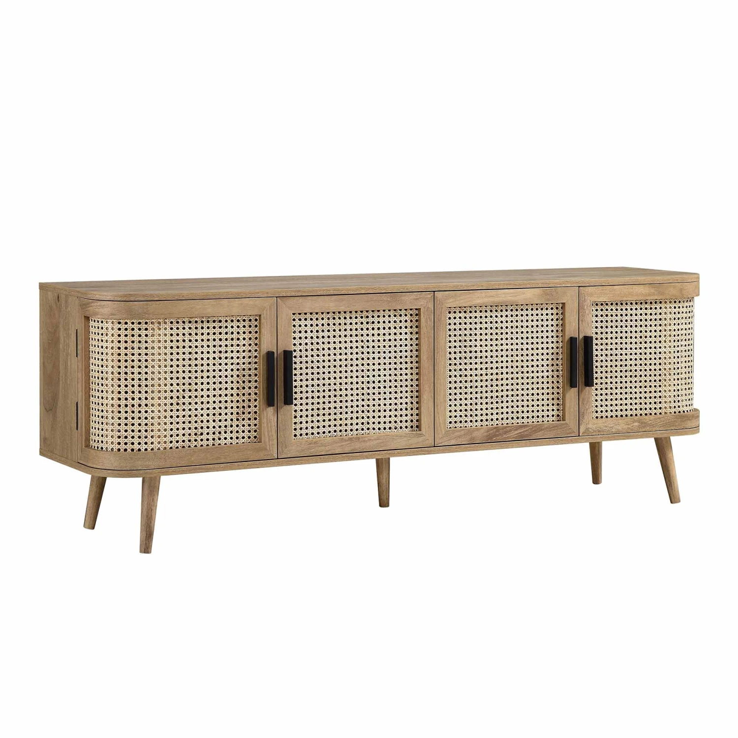 Izzy Curved Rattan 160cm Wide TV Unit, Natural 8 Izzy Curved Rattan 160cm Wide TV Unit, Natural - Image 6