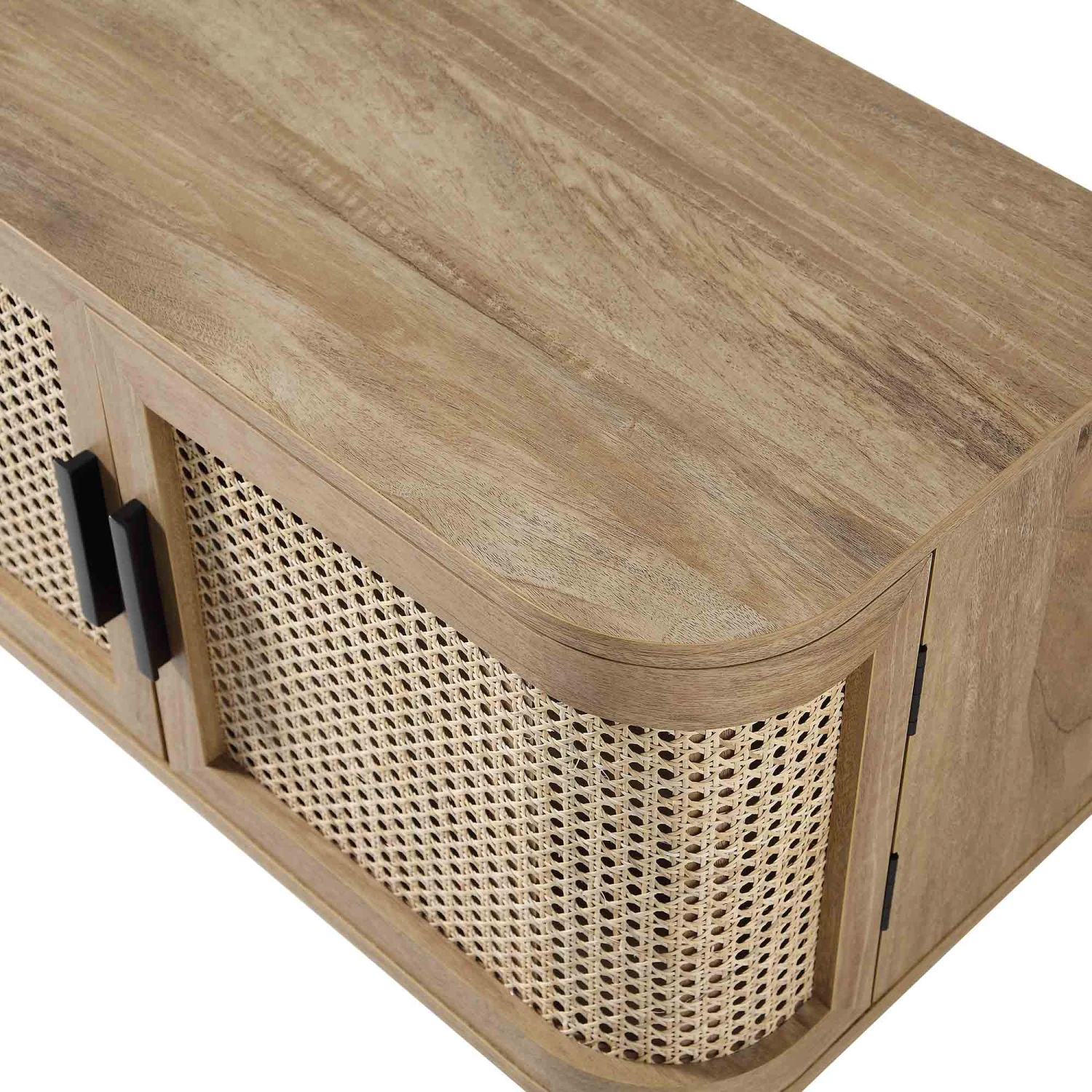 Izzy Curved Rattan 160cm Wide TV Unit, Natural 11 Izzy Curved Rattan 160cm Wide TV Unit, Natural - Image 9