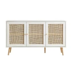 Frances Woven Rattan 3-Door Sideboard, White 15 Frances Woven Rattan 3-Door Sideboard, White -Daals Shop FT SB 001 WHITE WB1