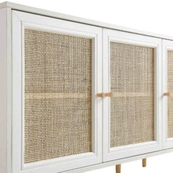 Frances Woven Rattan 3-Door Sideboard, White 21 Frances Woven Rattan 3-Door Sideboard, White -Daals Shop FT SB 001 WHITE detail1