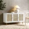 Frances Woven Rattan 3-Door Sideboard, White -Daals Shop FT SB 001 WHITE main