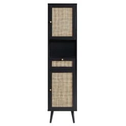 Frances Woven Rattan Tallboy Bathroom Unit, Black 21 Frances Woven Rattan Tallboy Bathroom Unit, Black -Daals Shop FT TALLB 01 BLACK WB2
