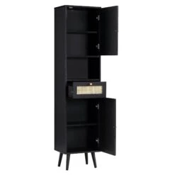 Frances Woven Rattan Tallboy Bathroom Unit, Black 22 Frances Woven Rattan Tallboy Bathroom Unit, Black -Daals Shop FT TALLB 01 BLACK WB3