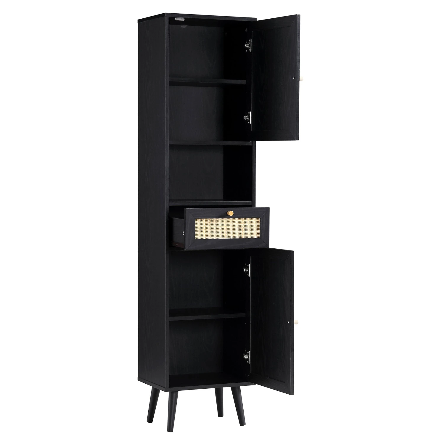 Frances Woven Rattan Tallboy Bathroom Unit, Black 9 Frances Woven Rattan Tallboy Bathroom Unit, Black - Image 7