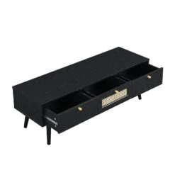 Anya Woven Rattan 3-Drawer TV Unit In Black -Daals Shop FT TV 001 BLACK 5