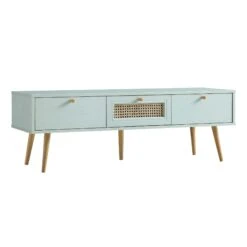 Anya Woven Rattan 3-Drawer TV Unit In Mint 17 Anya Woven Rattan 3-Drawer TV Unit In Mint -Daals Shop FT TV 001 SAGE WB2