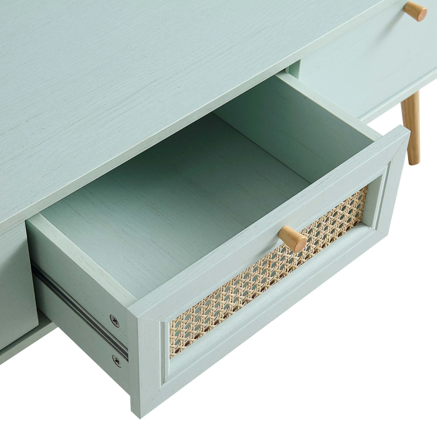 Anya Woven Rattan 3-Drawer TV Unit In Mint 11 Anya Woven Rattan 3-Drawer TV Unit In Mint - Image 9
