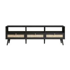 Frances Woven Rattan 160cm 3-Drawer TV Unit, Black -Daals Shop FT TV 05 BLACK WB1