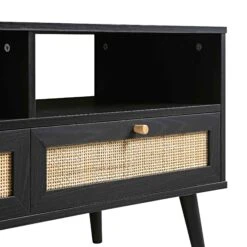 Frances Woven Rattan 160cm 3-Drawer TV Unit, Black -Daals Shop FT TV 05 BLACK detail1