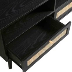 Frances Woven Rattan 160cm 3-Drawer TV Unit, Black -Daals Shop FT TV 05 BLACK detail2