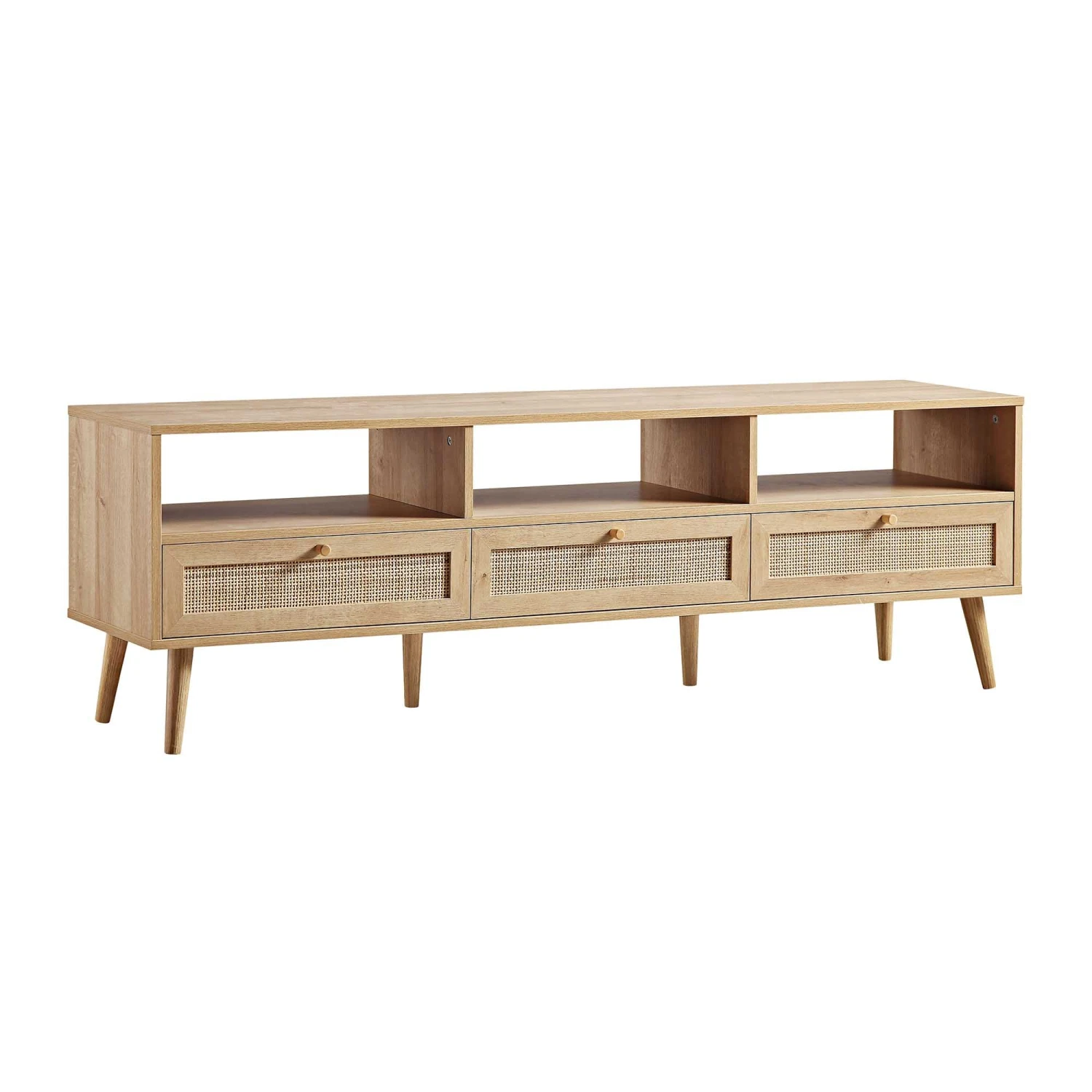 Frances Woven Rattan 160cm 3-Drawer TV Unit, Natural 6 Frances Woven Rattan 160cm 3-Drawer TV Unit, Natural - Image 5
