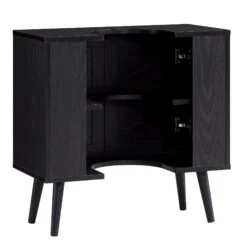 Frances Woven Rattan 2-Door Bathroom Undersink Unit, Black -Daals Shop FT UDS 01 BLACK WB5