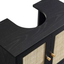 Frances Woven Rattan 2-Door Bathroom Undersink Unit, Black -Daals Shop FT UDS 01 BLACK detail1