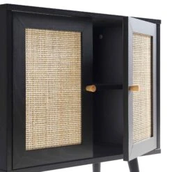 Frances Woven Rattan 2-Door Bathroom Undersink Unit, Black -Daals Shop FT UDS 01 BLACK detail2
