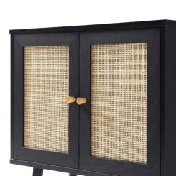 Frances Woven Rattan 2-Door Bathroom Undersink Unit, Black -Daals Shop FT UDS 01 BLACK detail3