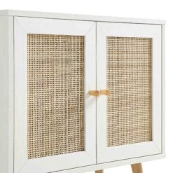 Frances Woven Rattan 2-Door Bathroom Undersink Unit, White -Daals Shop FT UDS 01 WHITE detail2