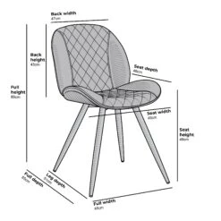 Set Of 2 Cosford Diamond Stitch Dining Chairs (Blue Velvet) 14 Set Of 2 Cosford Diamond Stitch Dining Chairs (Blue Velvet) -Daals Shop Furniture Dimensions DCH 2092B 2P