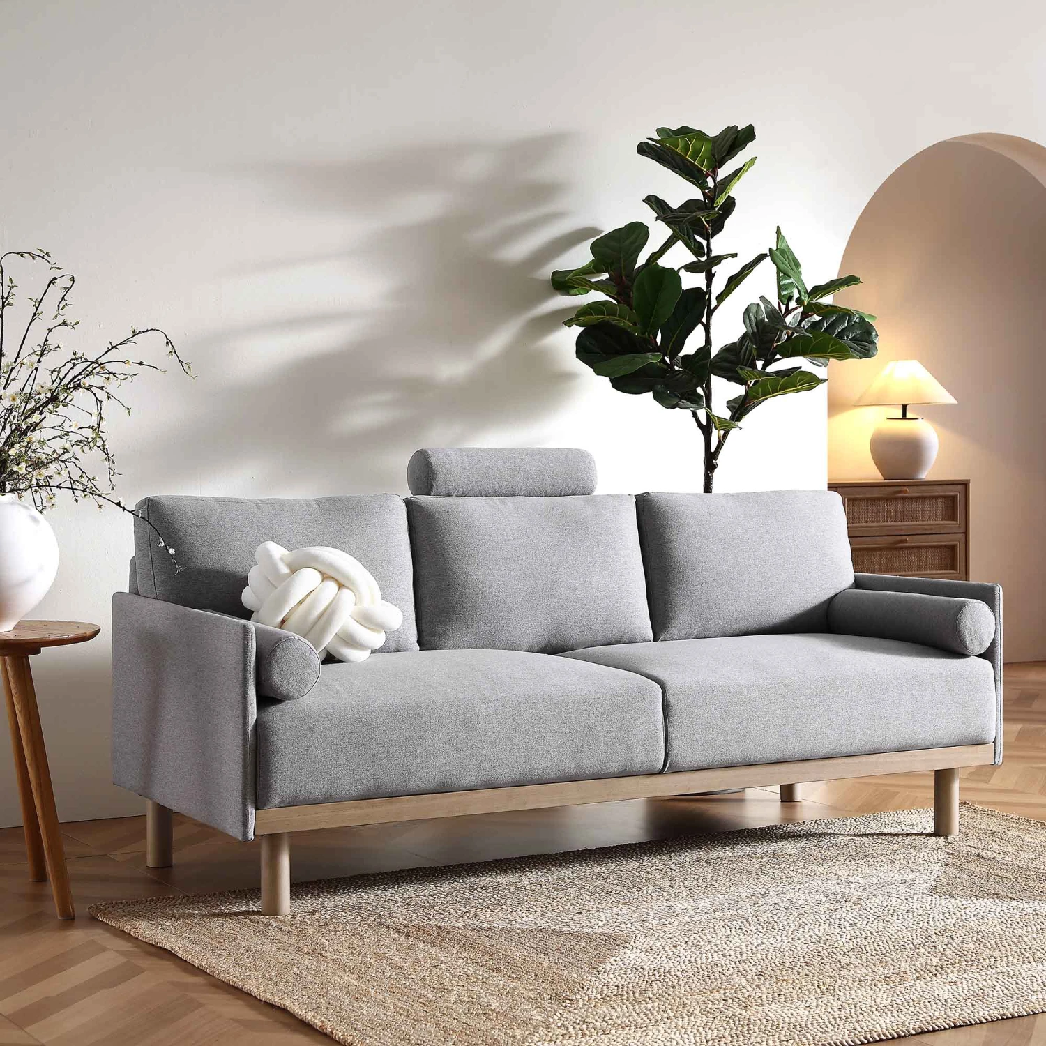 Timber Grey Marl Fabric Sofa, 3-Seater 3 Timber Grey Marl Fabric Sofa, 3-Seater