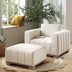 Belsize Beige Boucle Sofa With Wooden Base, 1-Seater -Daals Shop GCSF 2360 BEIGE BOU 1ST scene2 c1c22b09 1e7b 41b0 b6ce 58ab2c134c8d
