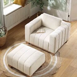 Belsize Beige Boucle Sofa With Wooden Base, 1-Seater -Daals Shop GCSF 2360 BEIGE BOU 1ST scene3