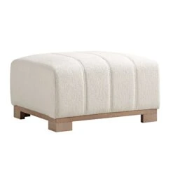 Belsize Beige Boucle Footstool With Wooden Base -Daals Shop GCSF 2360 BEIGE BOU STOOL WB2