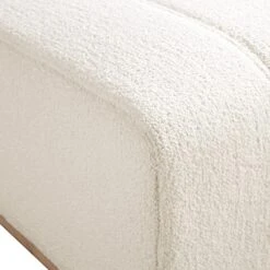 Belsize Beige Boucle Footstool With Wooden Base -Daals Shop GCSF 2360 BEIGE BOU STOOL detail2