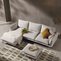 Obriel Oatmeal Fabric Sofa, Grande Chaise Sofa Left Hand -Daals Shop GCSF 2400 OAT FAB LEFT scene2