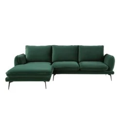 Obriel Forest Green Velvet Sofa, Grande Chaise Sofa Left Hand -Daals Shop GCSF 2400 PINE VEL LEFT WB1