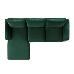 Obriel Forest Green Velvet Sofa, Grande Chaise Sofa Left Hand -Daals Shop GCSF 2400 PINE VEL LEFT WB3