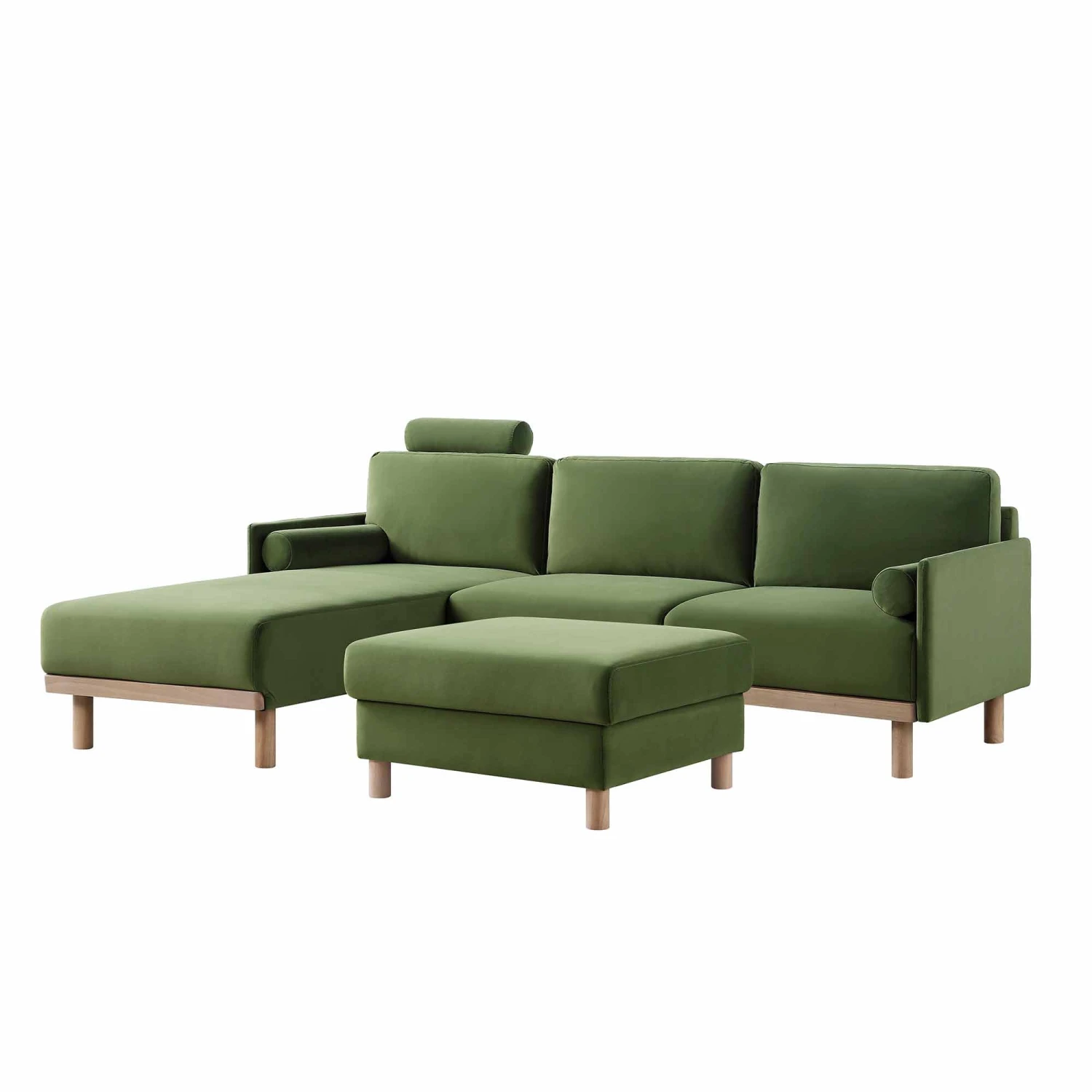 Timber Fern Green Velvet Sofa, Large 3-Seater Chaise Sofa Left Hand 13 Timber Fern Green Velvet Sofa, Large 3-Seater Chaise Sofa Left Hand - Image 11