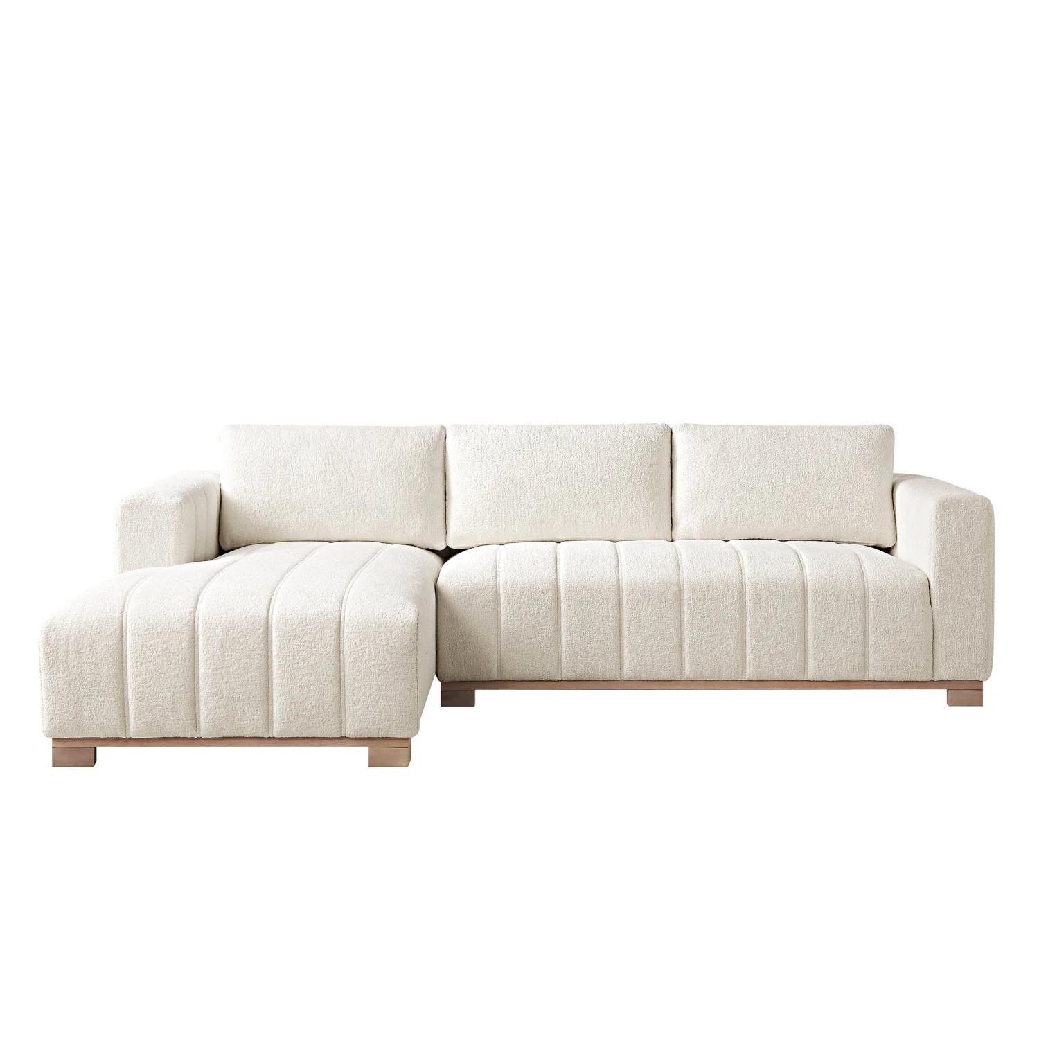 Belsize Beige Boucle Sofa With Wooden Base, Large Chaise Left Hand 8 Belsize Beige Boucle Sofa With Wooden Base, Large Chaise Left Hand - Image 6