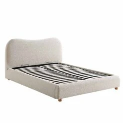 Egerie Curved Headboard Beige Boucle Ottoman Storage Bed -Daals Shop JAH 011 BEIGE BOUCLE WB2