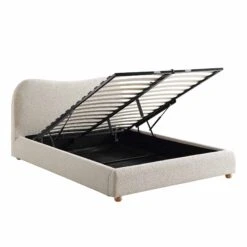 Egerie Curved Headboard Beige Boucle Ottoman Storage Bed -Daals Shop JAH 011 BEIGE BOUCLE WB3