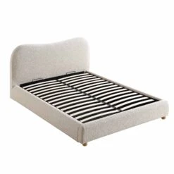Egerie Curved Headboard Beige Boucle Ottoman Storage Bed -Daals Shop JAH 011 BEIGE BOUCLE WB4