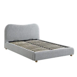 Egerie Curved Headboard Mist Grey Boucle Ottoman Storage Bed -Daals Shop JAH 011 GREY BOUCLE WB2