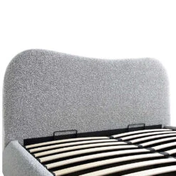 Egerie Curved Headboard Mist Grey Boucle Ottoman Storage Bed -Daals Shop JAH 011 GREY BOUCLE detail1