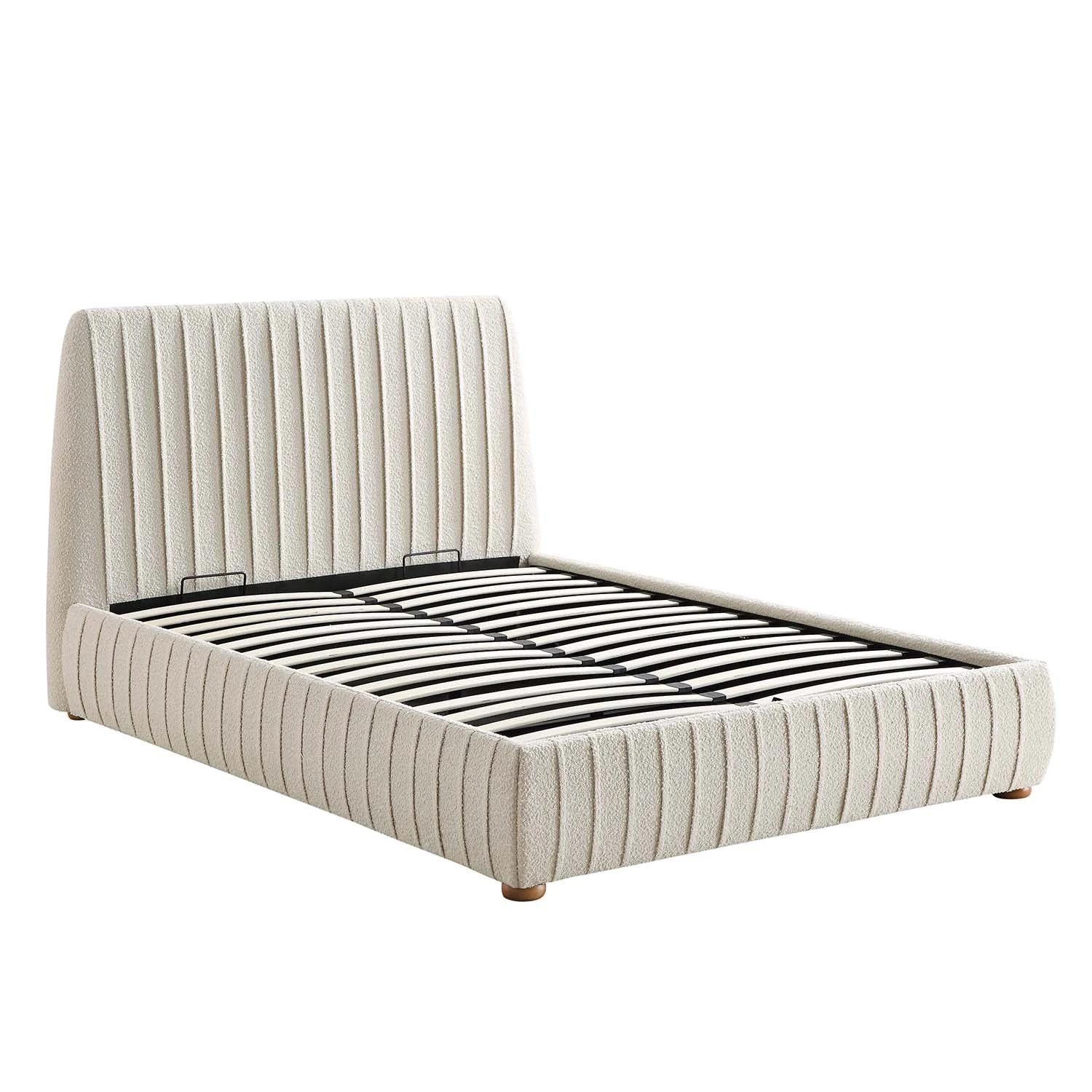 Helia Pleated Ottoman Storage Bed, Beige Boucle 9 Helia Pleated Ottoman Storage Bed, Beige Boucle - Image 7