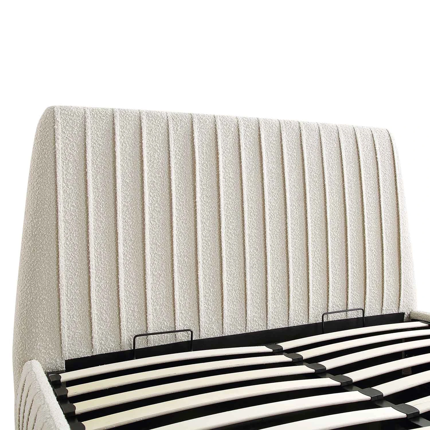 Helia Pleated Ottoman Storage Bed, Beige Boucle 13 Helia Pleated Ottoman Storage Bed, Beige Boucle - Image 11