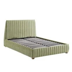 Helia Pleated Ottoman Storage Bed, Lichen Velvet -Daals Shop JAH 012 LICHEN VEL WB2