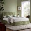 Helia Pleated Ottoman Storage Bed, Lichen Velvet 1 Helia Pleated Ottoman Storage Bed, Lichen Velvet -Daals Shop JAH 012 LICHEN VEL main