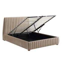 Helia Pleated Ottoman Storage Bed, Taupe Velvet 25 Helia Pleated Ottoman Storage Bed, Taupe Velvet -Daals Shop JAH 012 MINK VEL WB3