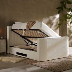 Wilton White Boucle Ottoman TV Bed -Daals Shop JAH 015 ECRU BOU scene2