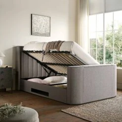Wilton Grey Fabric Ottoman TV Bed -Daals Shop JAH 015 GREY FAB scene3