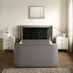 Wilton Grey Fabric Ottoman TV Bed -Daals Shop JAH 015 GREY FAB scene4