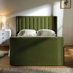 Wilton Moss Green Velvet Ottoman TV Bed 23 Wilton Moss Green Velvet Ottoman TV Bed -Daals Shop JAH 015 MOSS VEL scene3