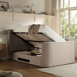 Wilton Warm Stone Fabric Ottoman TV Bed -Daals Shop JAH 015 SAND FAB scene2