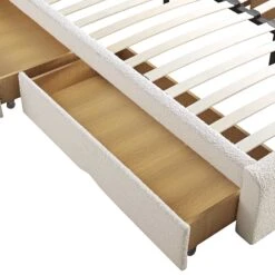 Hampstead Ecru Boucle Curved Bed With 4-Drawer Storage -Daals Shop JAH 016 ECRU BOU 4DRAWER detail1